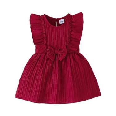 Imagem de Vestido Azul Com Babados E Laço Para Bebês Meninas De 0 a 3 Anos, Esti