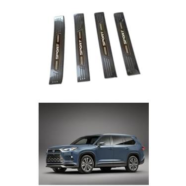 Imagem de Protetor de entrada de porta de carro, para Toyota New Grand HighlanderKick 2024 2025 2026 painéis placa de proteção 4 peças, capa protetora de peitoril de porta de carro de aço inoxidável, acessórios