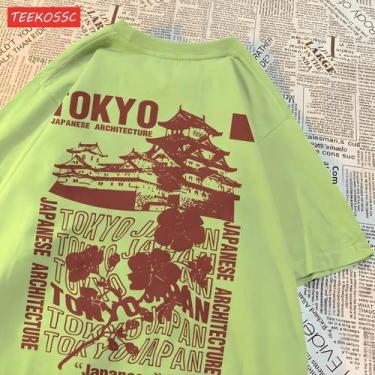 Imagem de Camisetas De Algodão Oversize Femininas Com Estampa De Sakura De Tóqui