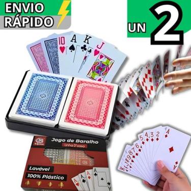 Imagem de Kit 2 Baralho 54 Cartas Cada Resistente Plastificado Jogos Poker Truco