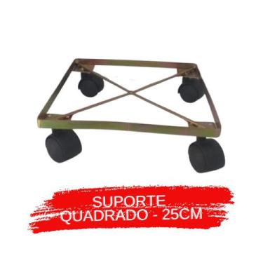 Imagem de Suporte para vaso quadrado em ferro reforçado com rodas de nylon Gold 