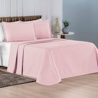 Imagem de Cobre Leito Casal 100% Algodão com Porta Travesseiro Aba Americana Cha