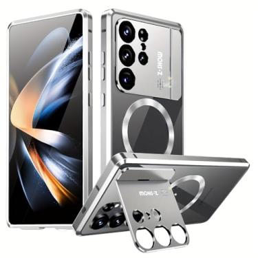 Imagem de HUHUCASE Capa para celular Samsung S21/S22/S23/S24/S25Ultra, capa protetora magnética de liga de alumínio para aromaterapia (prata, Samsung Galaxy S24 Ultra)