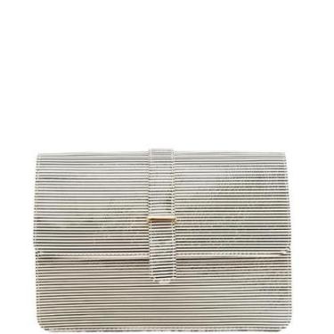 Imagem de Bolsa Feminina Leopoldine Couro Legítimo Envernizado Listrada com Fivela e Alça Removível-Feminino