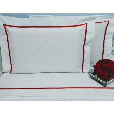 Imagem de Jogo Lençol Queen Fronha Com Abas 4 Peças Percal 180 Fios - INGRID BOR