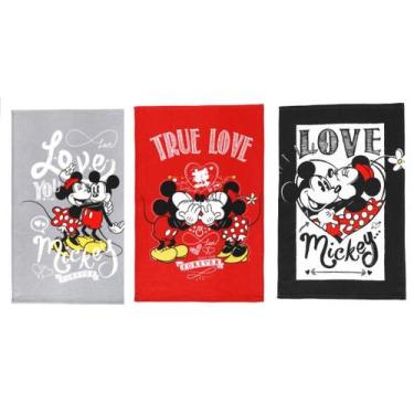 Imagem de Pano de Prato Felpudo Döhler Mickey e Minnie Love Algodão 45x65cm, 45x
