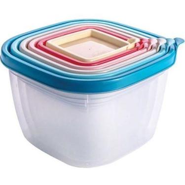 Imagem de Conjunto De Potes De Plástico Quadrados Conect 6 Un - Plasutil