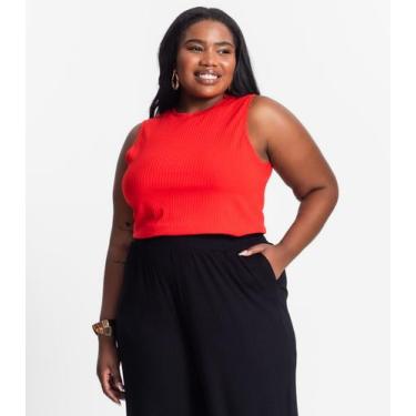Imagem de Regata Plus Size Em Ribana Canelada Secret Glam Laranja, Plus G3, Lara