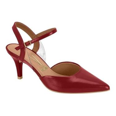 Imagem de Scarpin Aberto Atrás com Detalhe em Vinil Vizzano (Cherry, BR, Adulto, Numérico, 34)