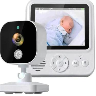Imagem de Babá Eletrônica, Câmera para Bebês com Tela Portátil Áudio Bidirecional Monitoramento Temperatura Alarme e Canção de Ninar
