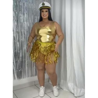 Imagem de Saia Fita Fitilho Carnaval Fantasia Bloquinho - Própria, DOURADO, G3 (