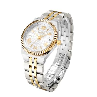 Imagem de ZINNOE Relógios femininos, relógio de quartzo com data, relógio de pulso feminino elegante à prova d'água para trabalho diário, vestidos, negócios e presentes, Prata - ouro
