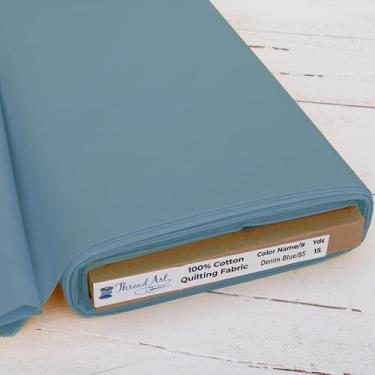 Imagem de Tecido acolchoado de algodão premium 3 Yard Cut Threadart - azul jeans - 111,8 cm de largura - 100% algodão - acolchoado, costura, artesanato