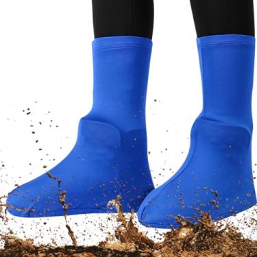 Imagem de Capas de sapato para chuva, protetores de botas elásticas reutilizáveis, capas impermeáveis para sapatos de chuva - para atividades ao ar livre, ciclismo, caminhada, trabalho, Azul, Refer to