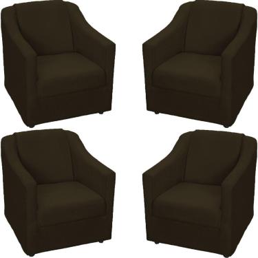 Imagem de Kit 4 Poltronas Mila Pé De Plástico Cromado - Marrom Suede