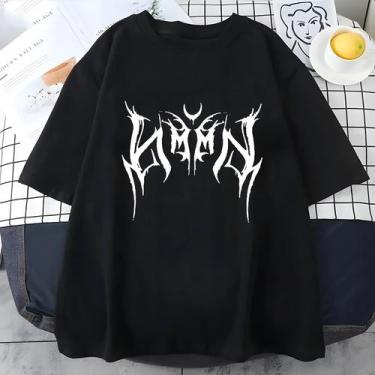 Imagem de Camiseta Oversize Feminina Y2K Hip-Hop Punk Com Estampa De Letras Hara