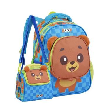 Imagem de Kit Mochila Costas Creche Zoop Bichinhos Passeio E Lancheira Cor:Urso 
