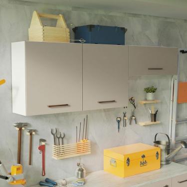 Imagem de Kit 2 Armários Aéreos Multiuso 3 Portas Branco/Crema