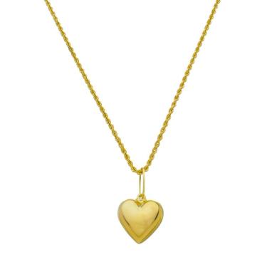 Imagem de Colar Feminino 45cm Torcido Baiano Ouro 18k Pingente Coração