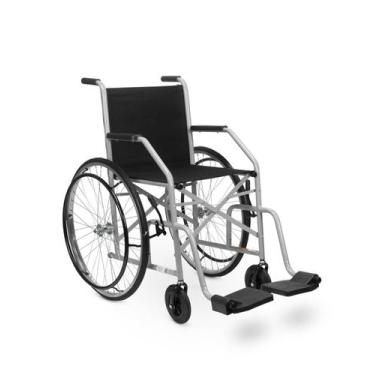 Imagem de Cadeira de Rodas Cinza Pneus Maciços Aço Carbono até 85kg - CDS
