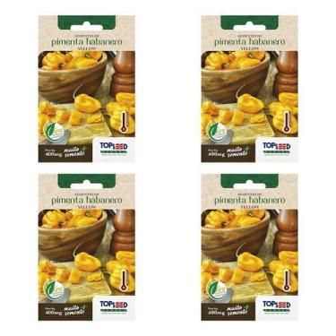 Imagem de Kit 4 Sementes De Pimenta Habanero Amarela Picante Para Vaso - Topseed