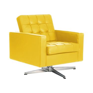 Imagem de Poltrona Fk Giratória Couro Sintético Amarelo Base Alumínio