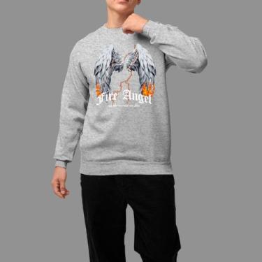 Imagem de Moletom Gola Careca Basico Masculino Casual Confortável Inverno Blusa 