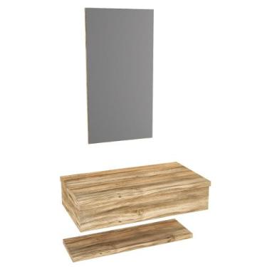 Imagem de Bancada Metrópole 807w 80cm C/Prateleira e Espelheira - Compace, Branc