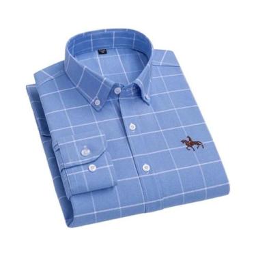 Imagem de Camisa Oxford De Algodão Masculina De Manga Longa, Corte Regular, Casu