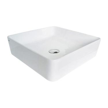 Imagem de Cuba para Banheiro Cerâmica Branca Quadrada 40cm Reno RC 350