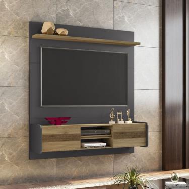 Imagem de Painel Home Suspenso Lord para TV até 55 Polegadas Grafite Nature Liberty Móveis 136cm 2 Portas