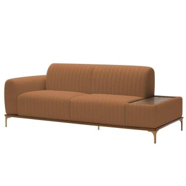 Imagem de Sofá Molino 3 Lugares 210cm C/mesa Auxiliar Esquerdo Pés Ouro.f Bouclé Terracota - Next...