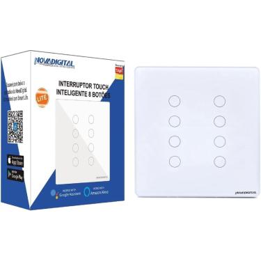 Imagem de Interruptor Touch Wifi 8 Botões 4x4 Inteligente Alexa Google Compativel com Alexa tuya Branco