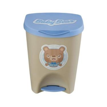 Imagem de Lixeira Multiuso 15L Com Pedal Baby Usual Utilidades, Azul