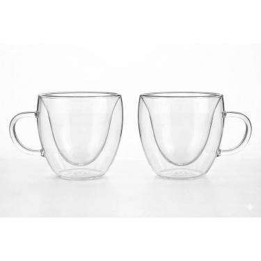 Imagem de Conjunto de Xícaras de Parede Dupla de Vidro Borossilicato para Café 240ml 2 Peças - Vista Home