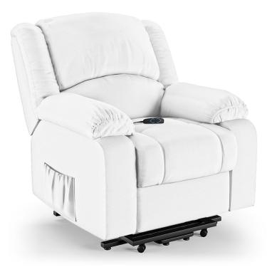 Imagem de Poltrona Do Papai Reclinável Melim Elevação Lift Elétrico Couro Sintético Branco D'Rossi