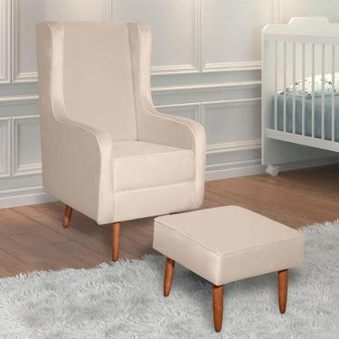 Imagem de Poltrona De Amamentação Ambiente Aquila Com Puff Veludo Off White Fratello Móveis