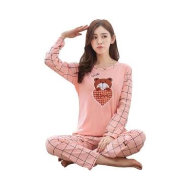 Imagem de Conjunto De Pijamas Femininos De Manga Longa Com Estampa De Urso, Conf