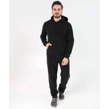 Imagem de Calça Masculina Fitness Moletom Reta Bolsos MR Preto-50209, Preto, G