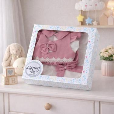 Imagem de Saída Maternidade Menina Lavínia 5 Peças na Caixa Roupas Presente Bebê