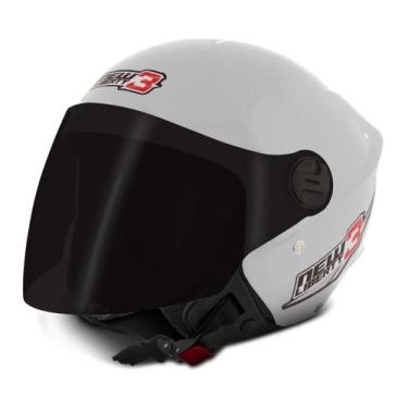 Imagem de Capacete New Liberty Tree Com Viseira Fumê Aberto Branco Pro Tork Bara