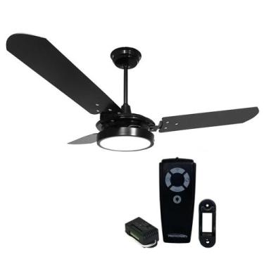 Imagem de Kit ventilador de teto preto  valen c/ led ventex + controle remoto, P