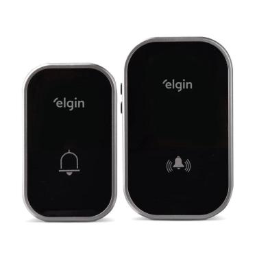 Imagem de Campainha sem Fio Conjunto Preto Alcance Até 280m 36 Toques Bivolt Automático Preto Elgin