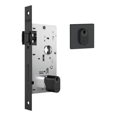 Imagem de Fechadura Rolete Porta Pivotante Stam 803 Rq1 Preto Fosco - Congratula