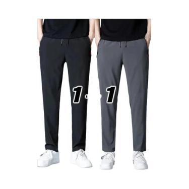 Imagem de Calças Jogger Masculinas plus Size Casuais Com Cintura Elástica, Estil