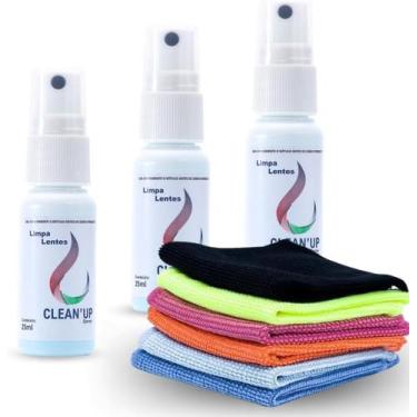 Imagem de Kit 3 limpa lentes telas + 3 flanela mágica desengordurante limpeza óc