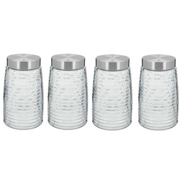Imagem de KIT 4 POTES MANTIMENTOS HOME&CO COM TAMPA VIDRO 1,6L 20x12x12