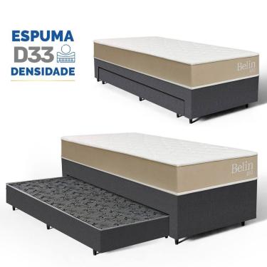 Imagem de Cama Box com Colchão de Espuma D33 Double Face Belin + Auxiliar de Molas Unique Solteir...