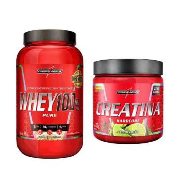 Imagem de Kit Whey 100% 900g + Creatina Limão + Coqueteleira 600ml IM - Integral