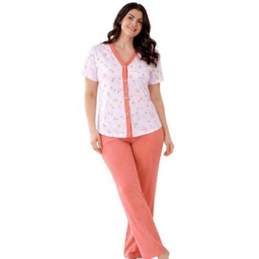 Imagem de Pijama Feminino com Botões Americano Meia Estação Manga Curta e Calça 